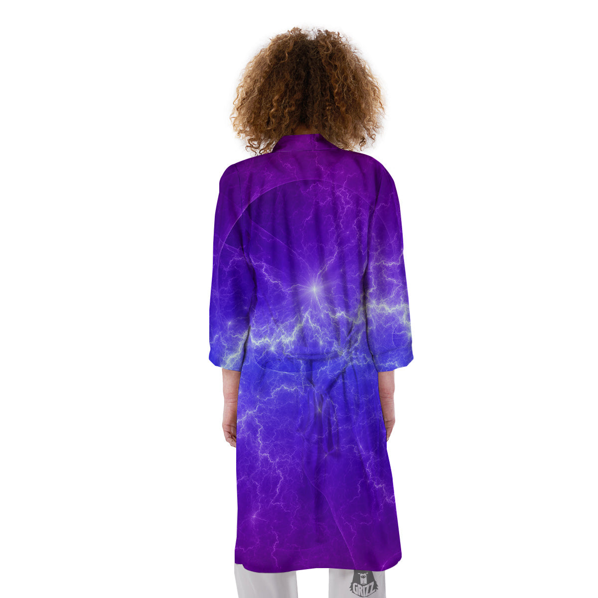 Lightning Purple And Blue Print Kimono-grizzshop