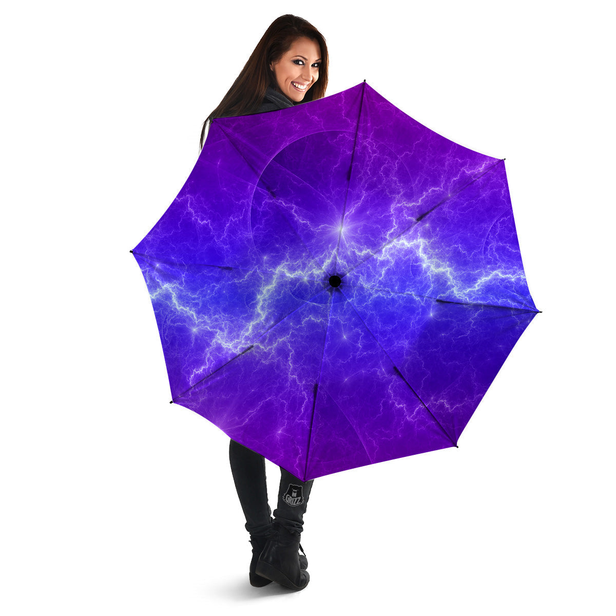 Lightning Purple And Blue Print Umbrella-grizzshop