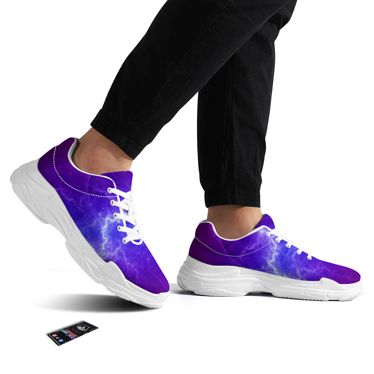 Lightning Purple And Blue Print White Chunky Shoes-grizzshop
