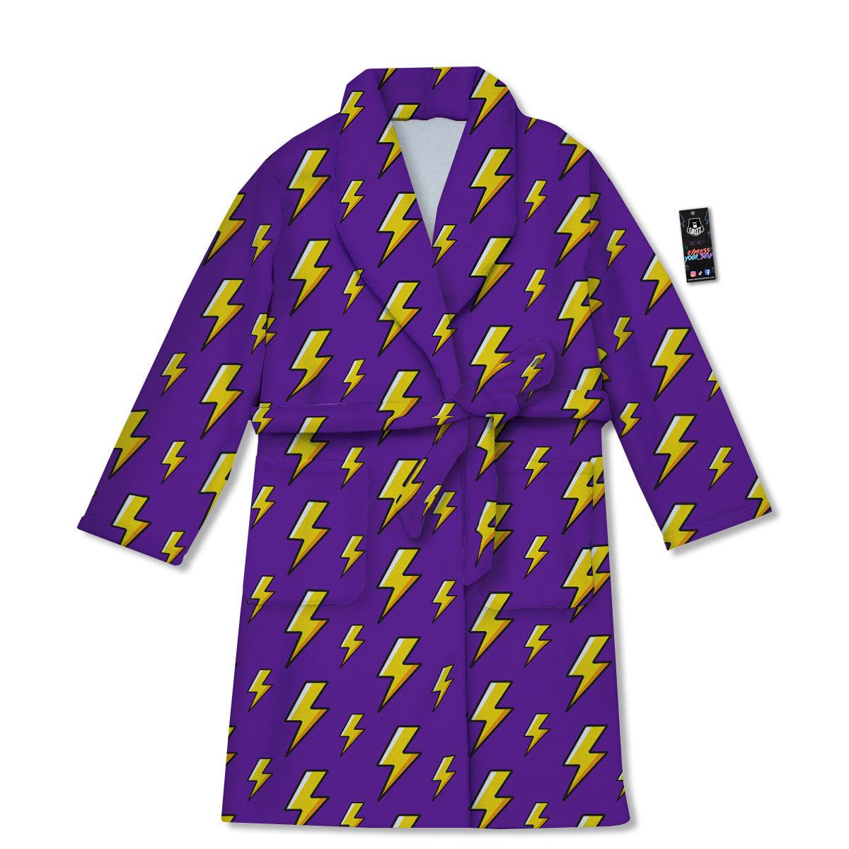 Lightning Purple Print Pattern Bathrobe-grizzshop