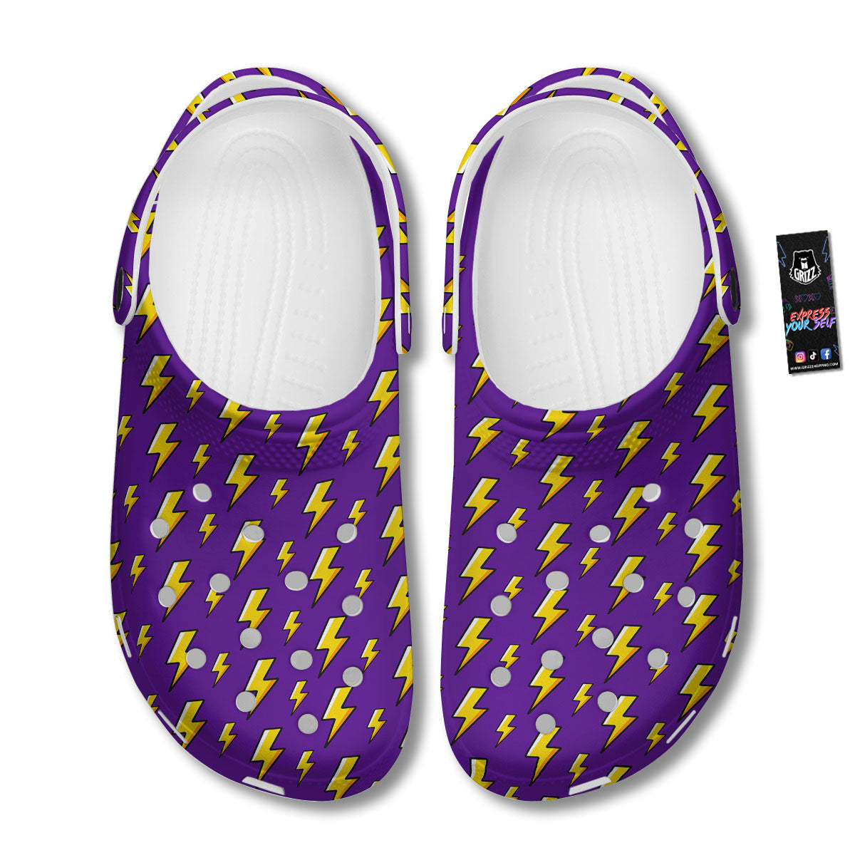 Lightning Purple Print Pattern Clog-grizzshop