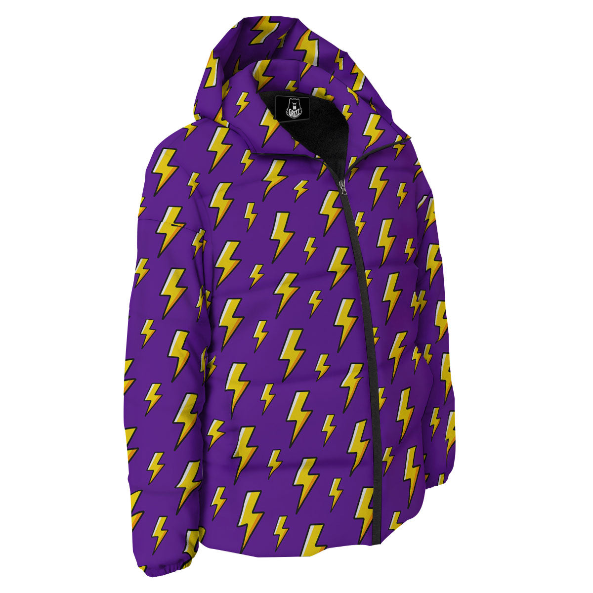 Lightning Purple Print Pattern Down Jacket-grizzshop
