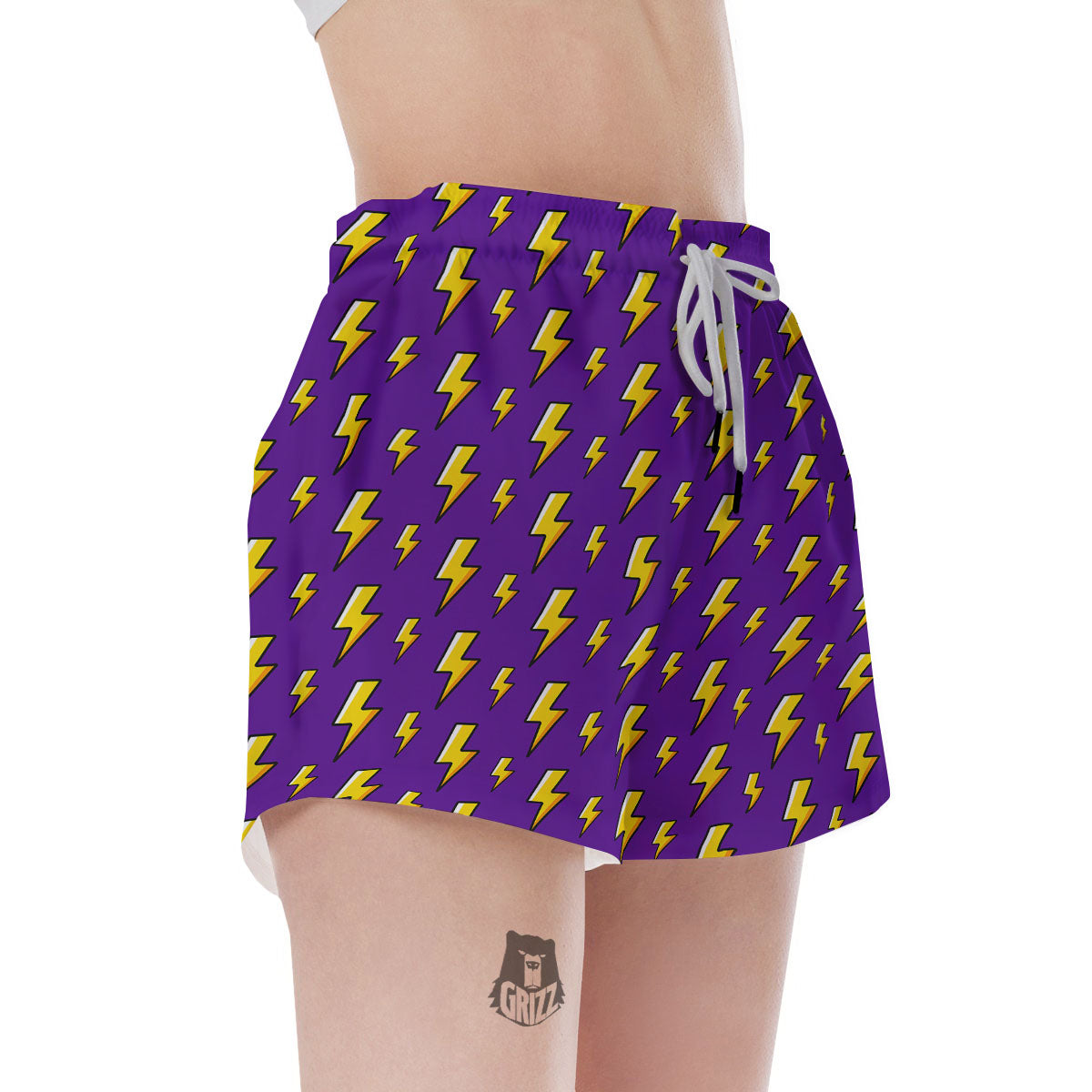 Lightning Purple Print Pattern Women's Shorts-grizzshop
