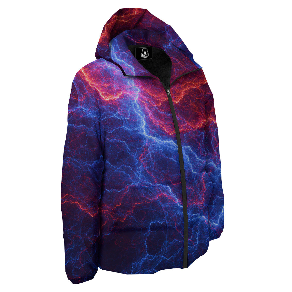 Lightning Red And Blue Print Down Jacket-grizzshop