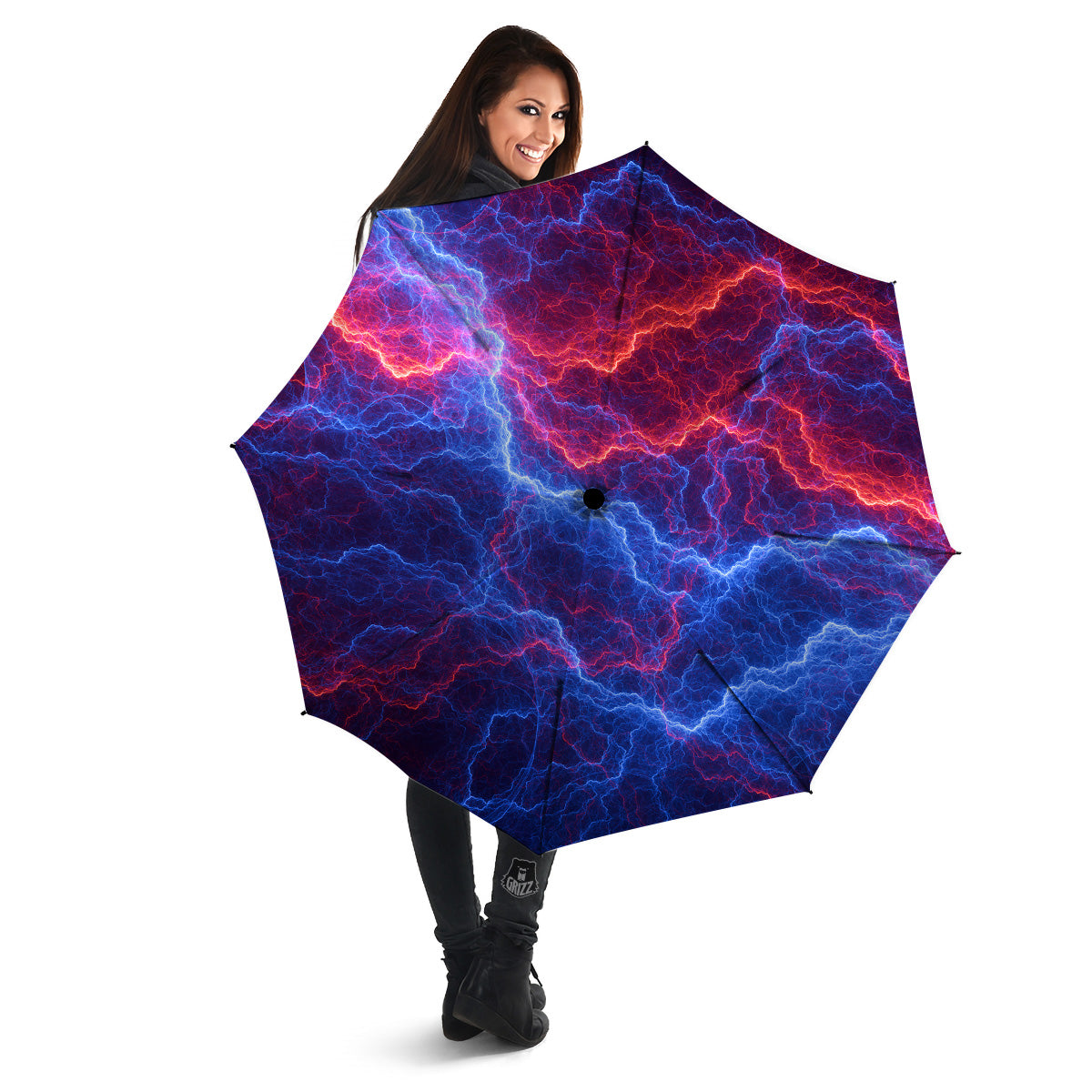 Lightning Red And Blue Print Umbrella-grizzshop