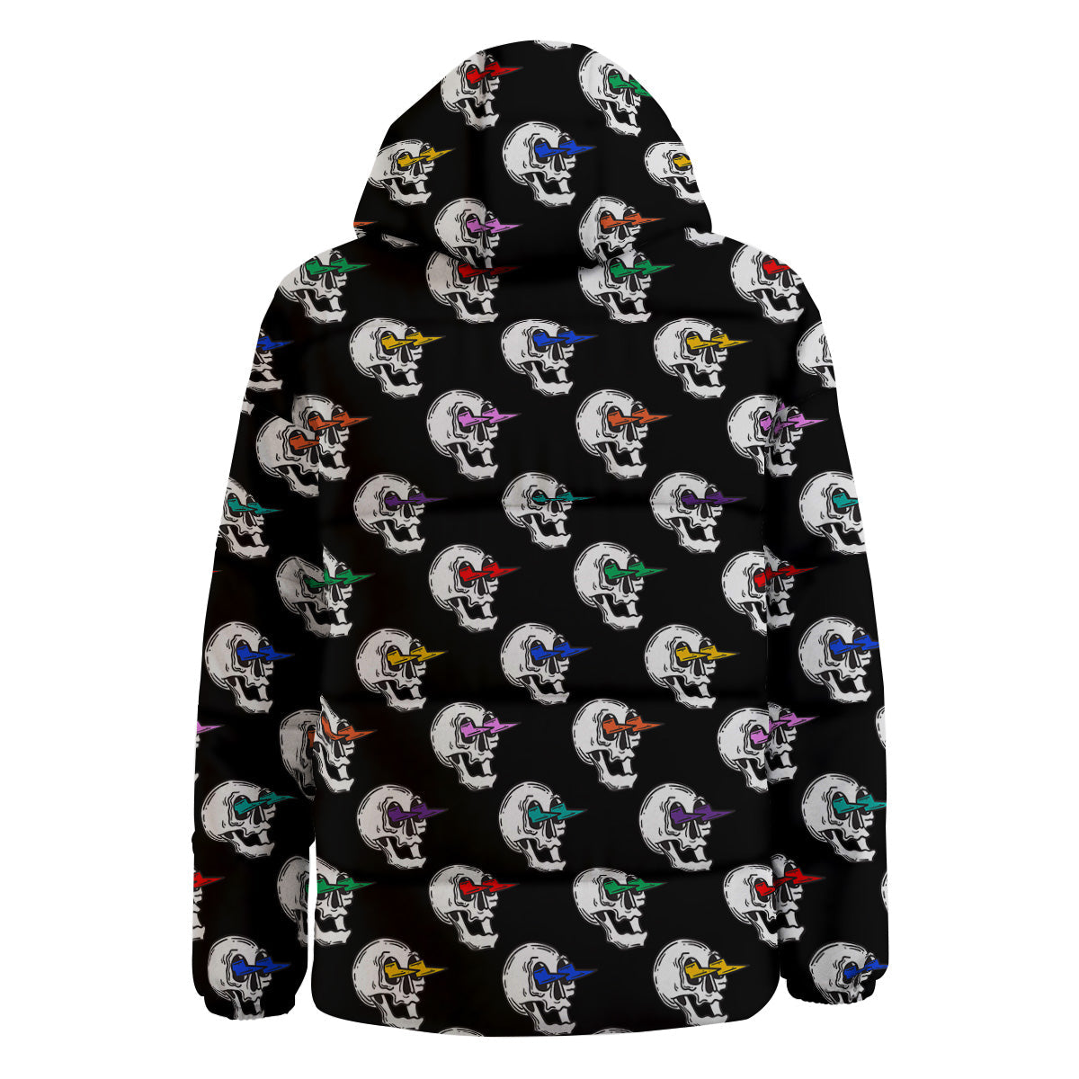 Lightning Skull Print Pattern Down Jacket-grizzshop