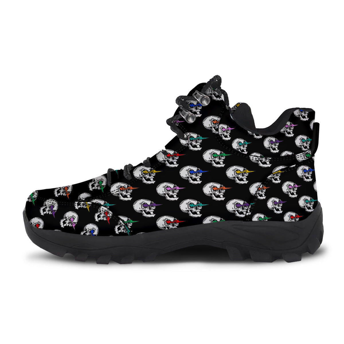 Lightning Skull Print Pattern Hiking Shoes-grizzshop