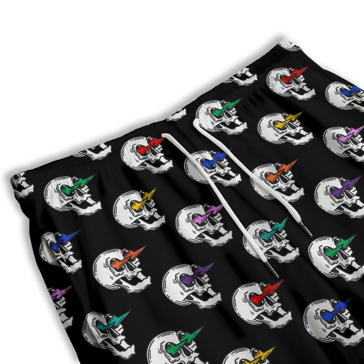 Lightning Skull Print Pattern Men's Athletic Shorts