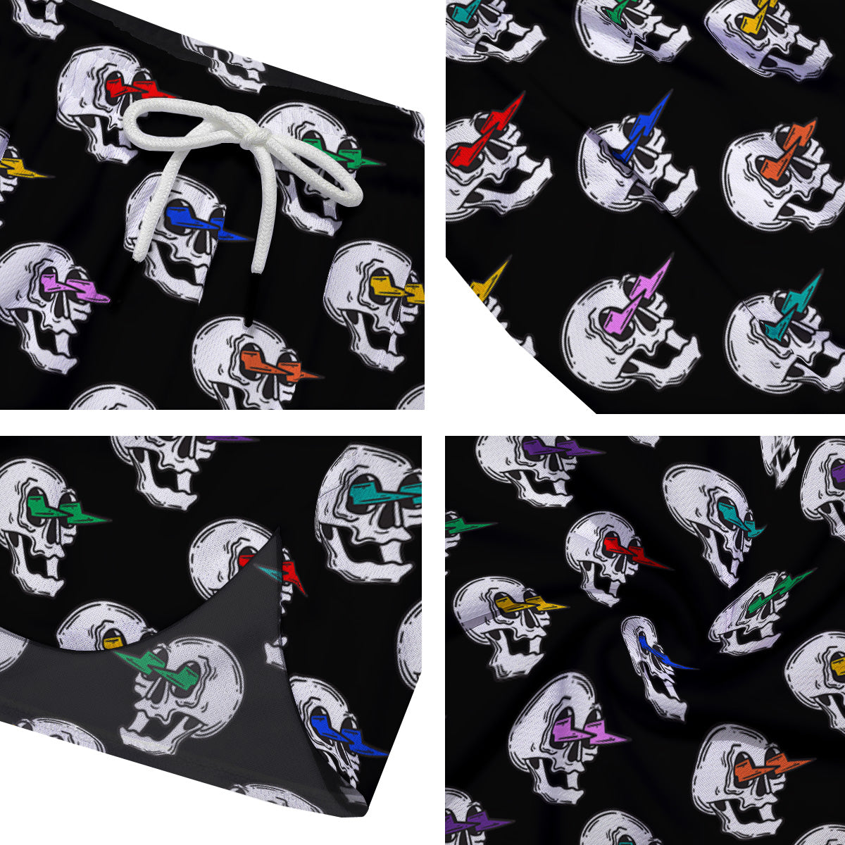 Lightning Skull Print Pattern Men's Running Shorts-grizzshop