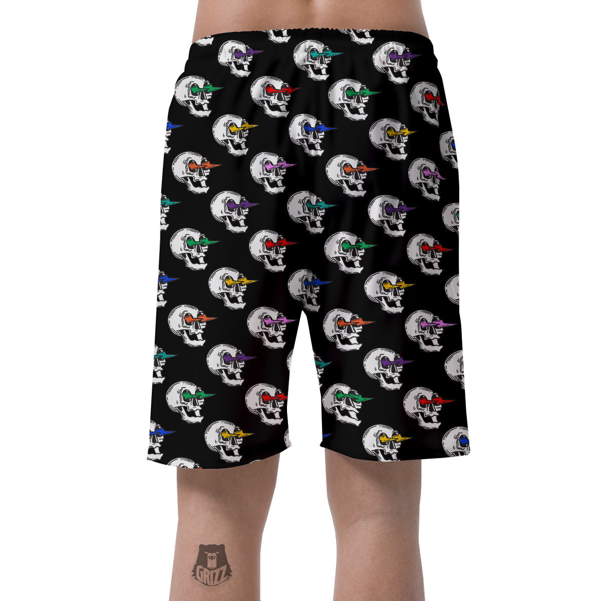 Lightning Skull Print Pattern Men's Shorts-grizzshop
