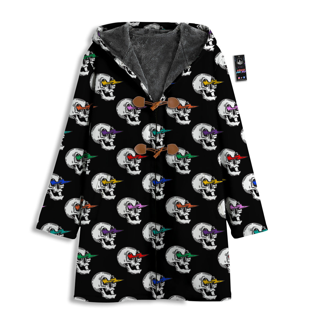 Lightning Skull Print Pattern Men's Windbreaker Jacket-grizzshop