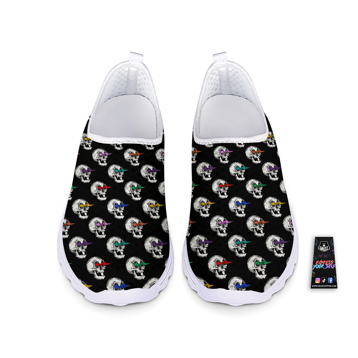 Lightning Skull Print Pattern Nurse Shoes-grizzshop
