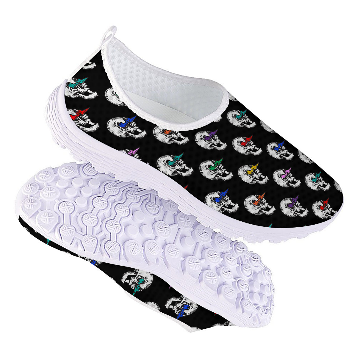 Lightning Skull Print Pattern Nurse Shoes-grizzshop