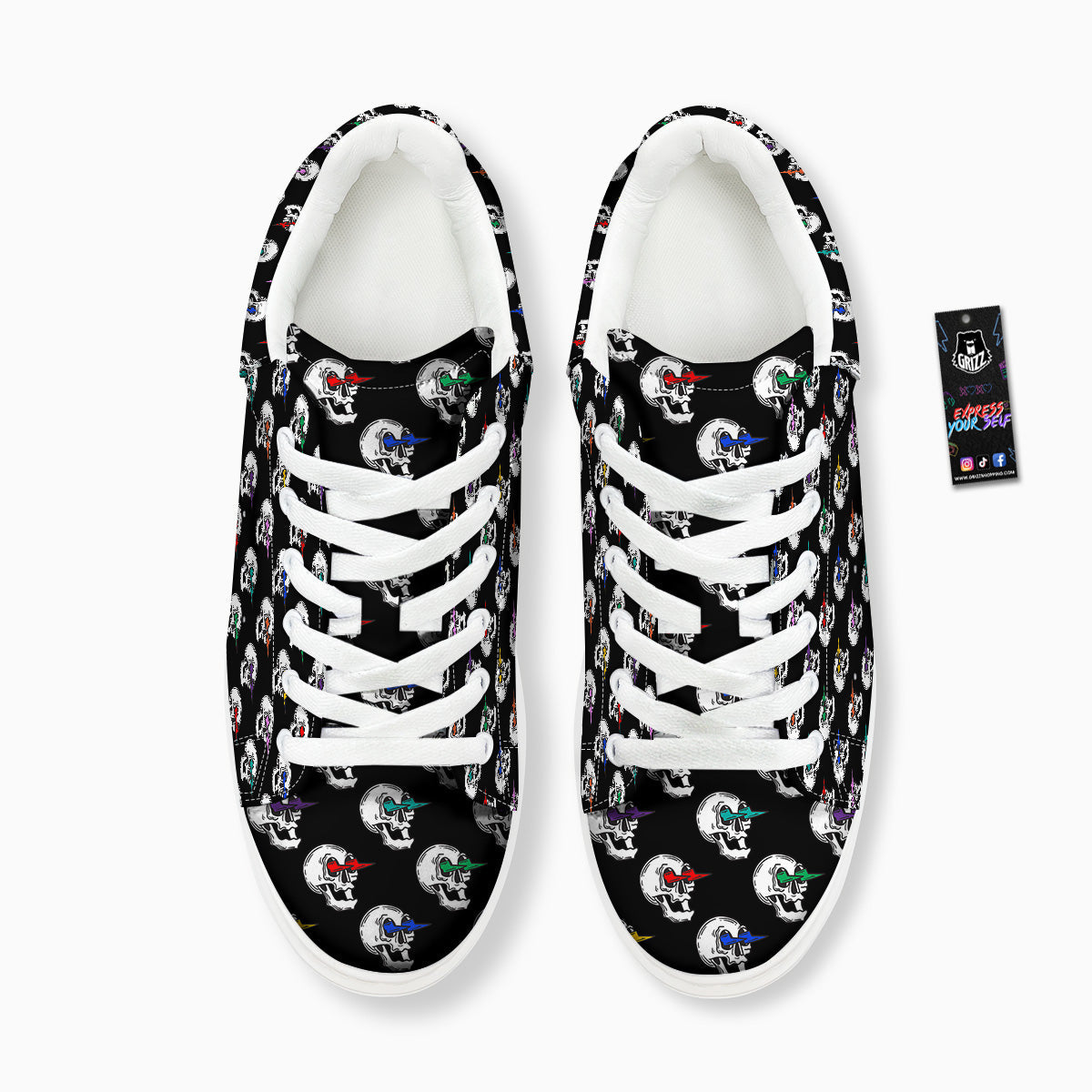 Lightning Skull Print Pattern Platform Shoes-grizzshop