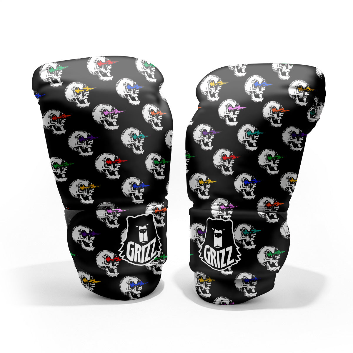 Lightning Skull Print Pattern Sparring Gloves-grizzshop