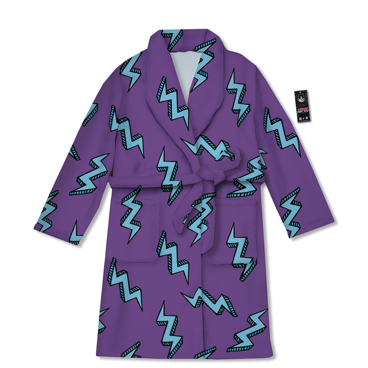 Lightning Teal And Purple Print Pattern Bathrobe-grizzshop