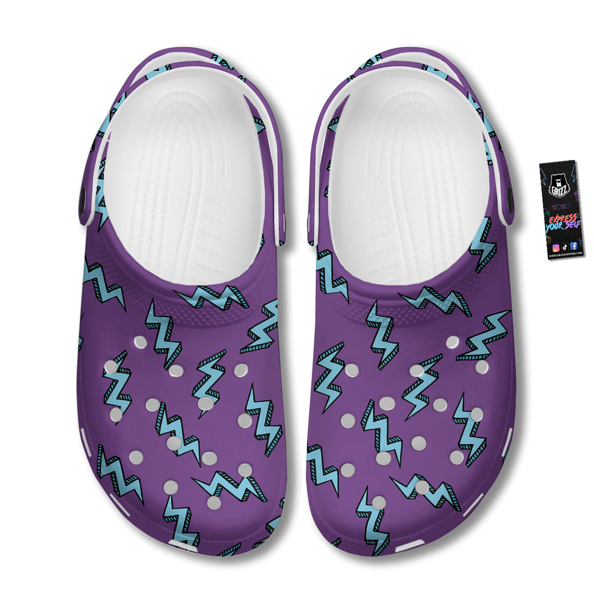 Lightning Teal And Purple Print Pattern Clog-grizzshop