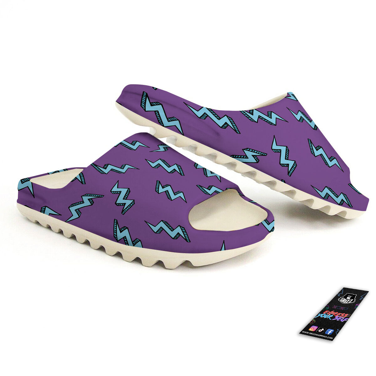 Lightning Teal And Purple Print Pattern Sandals-grizzshop