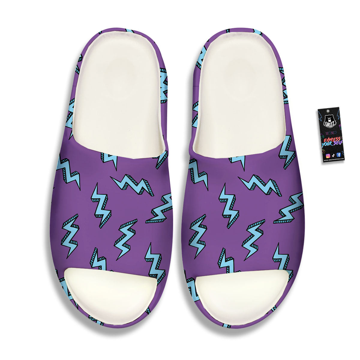Lightning Teal And Purple Print Pattern Sandals-grizzshop