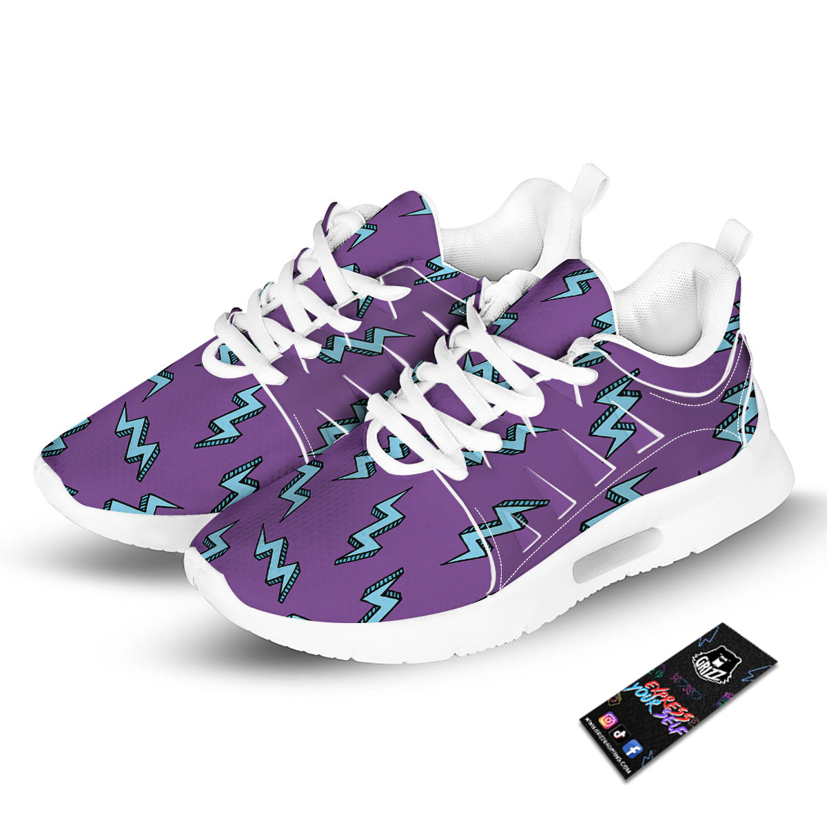 Lightning Teal And Purple Print Pattern Tennis Shoes-grizzshop