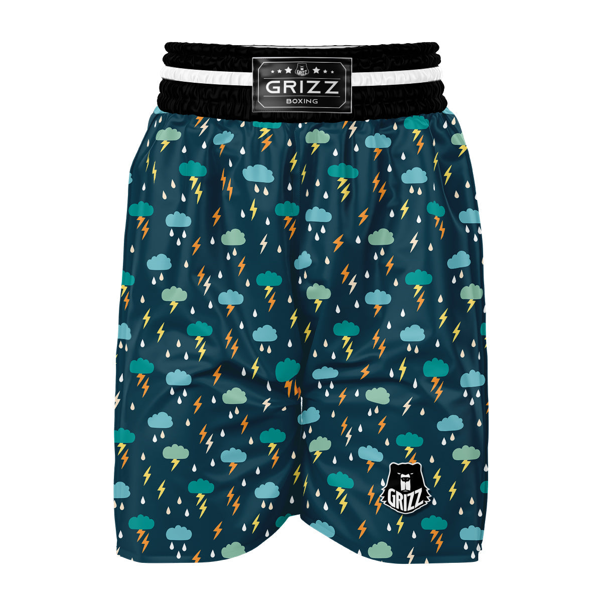 Lightning Thunder Storm Rain Print Pattern Boxing Shorts-grizzshop