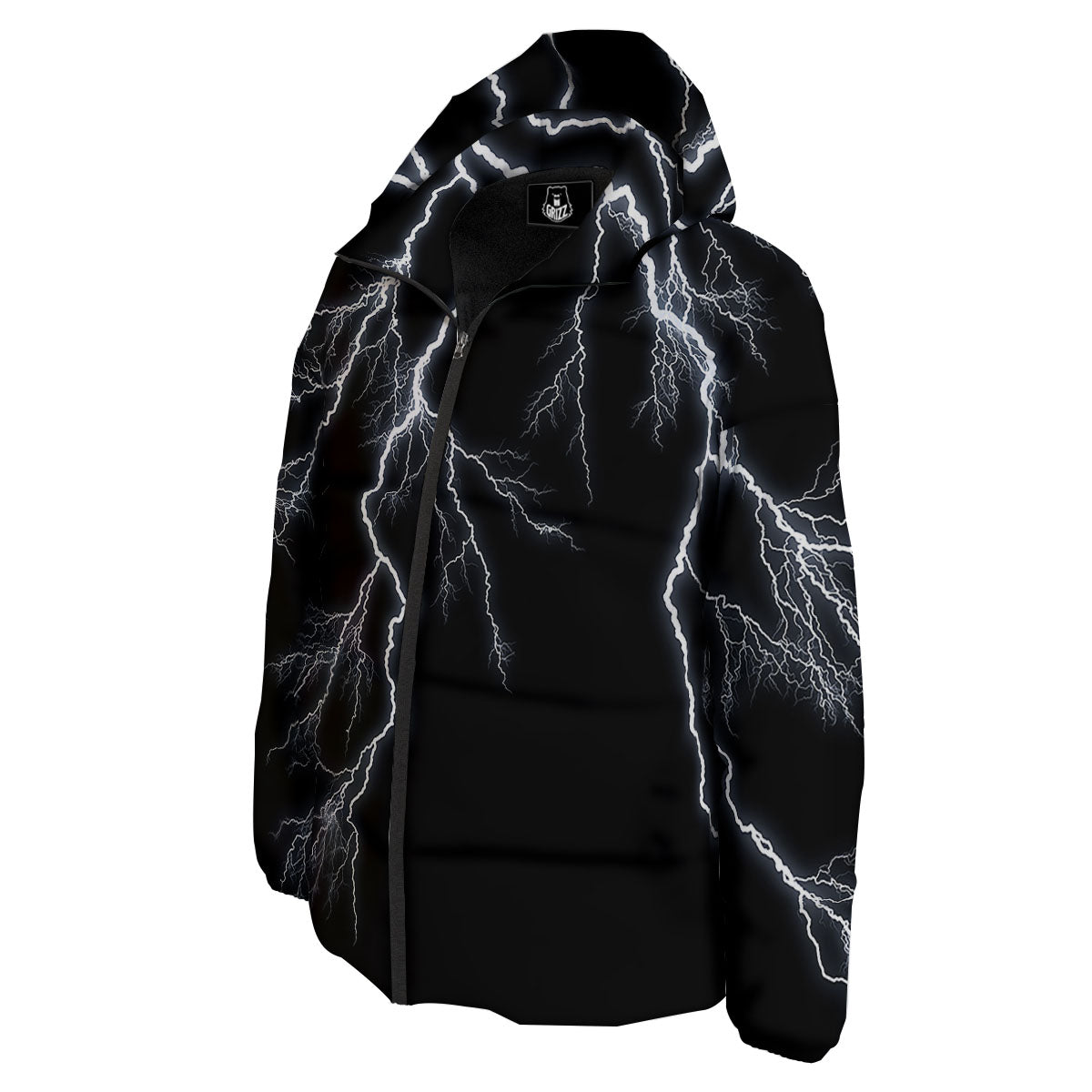 Lightning White Electric Print Down Jacket-grizzshop