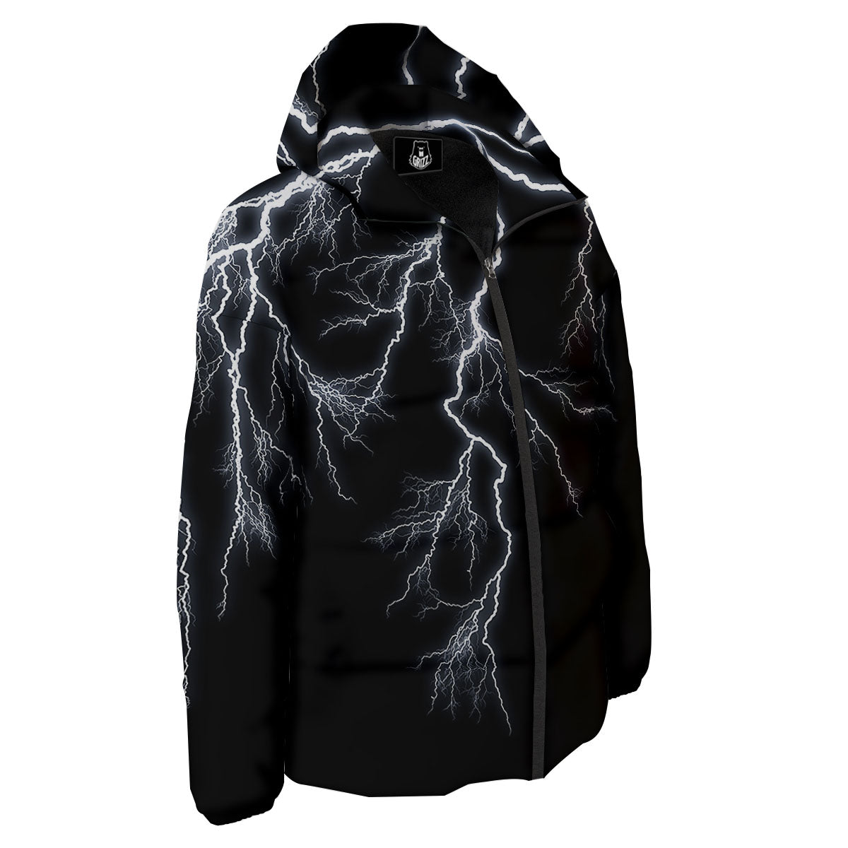 Lightning White Electric Print Down Jacket-grizzshop
