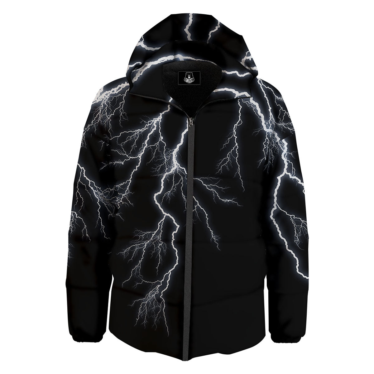 Lightning White Electric Print Down Jacket-grizzshop