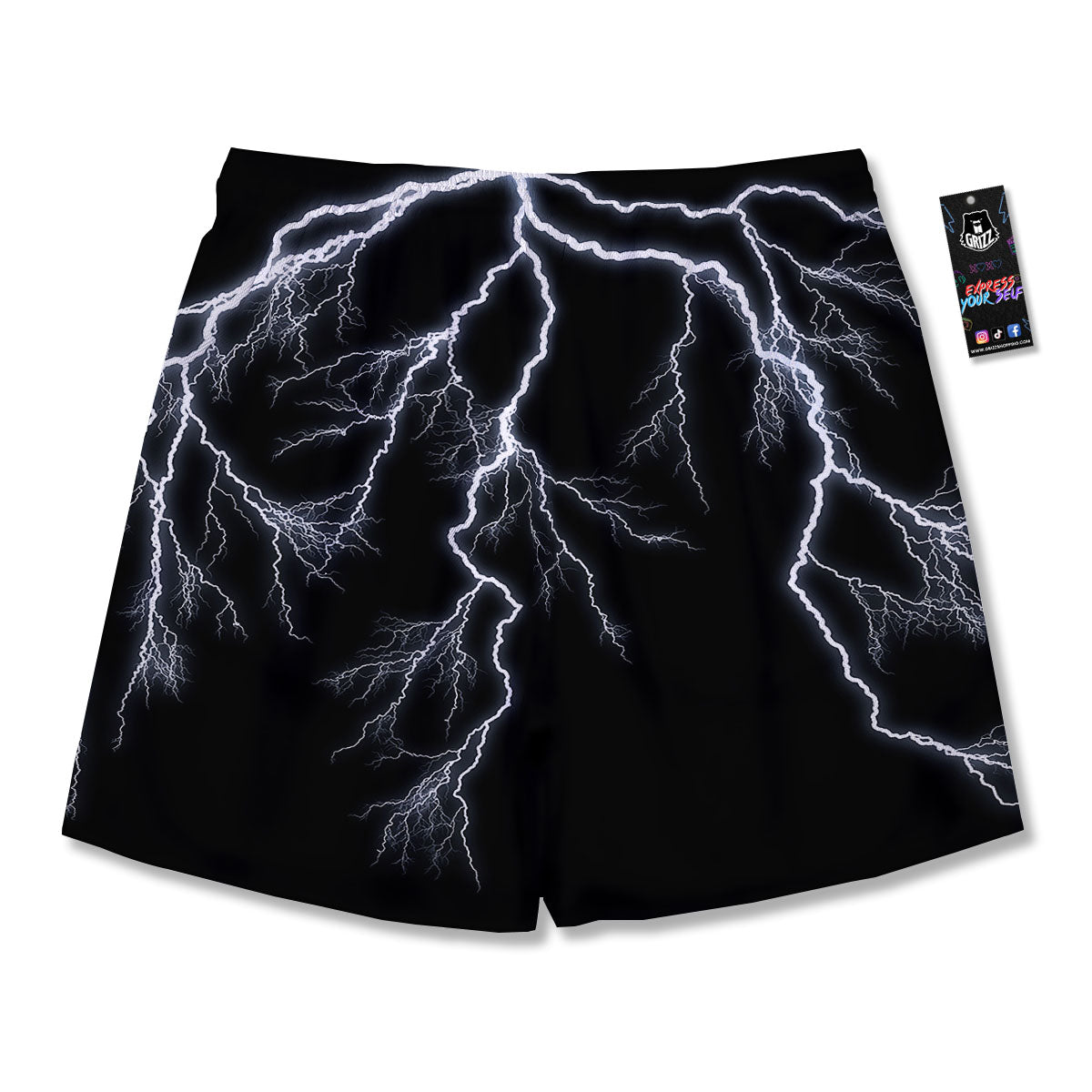 Lightning White Electric Print Men's Running Shorts-grizzshop