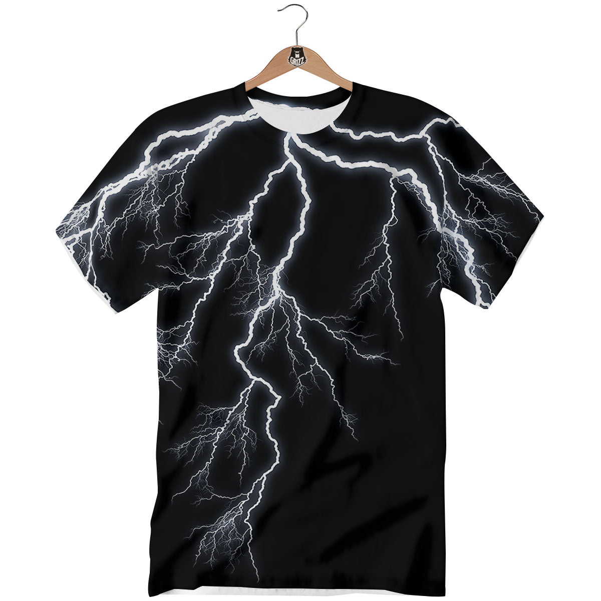 Lightning White Electric Print T-Shirt-grizzshop