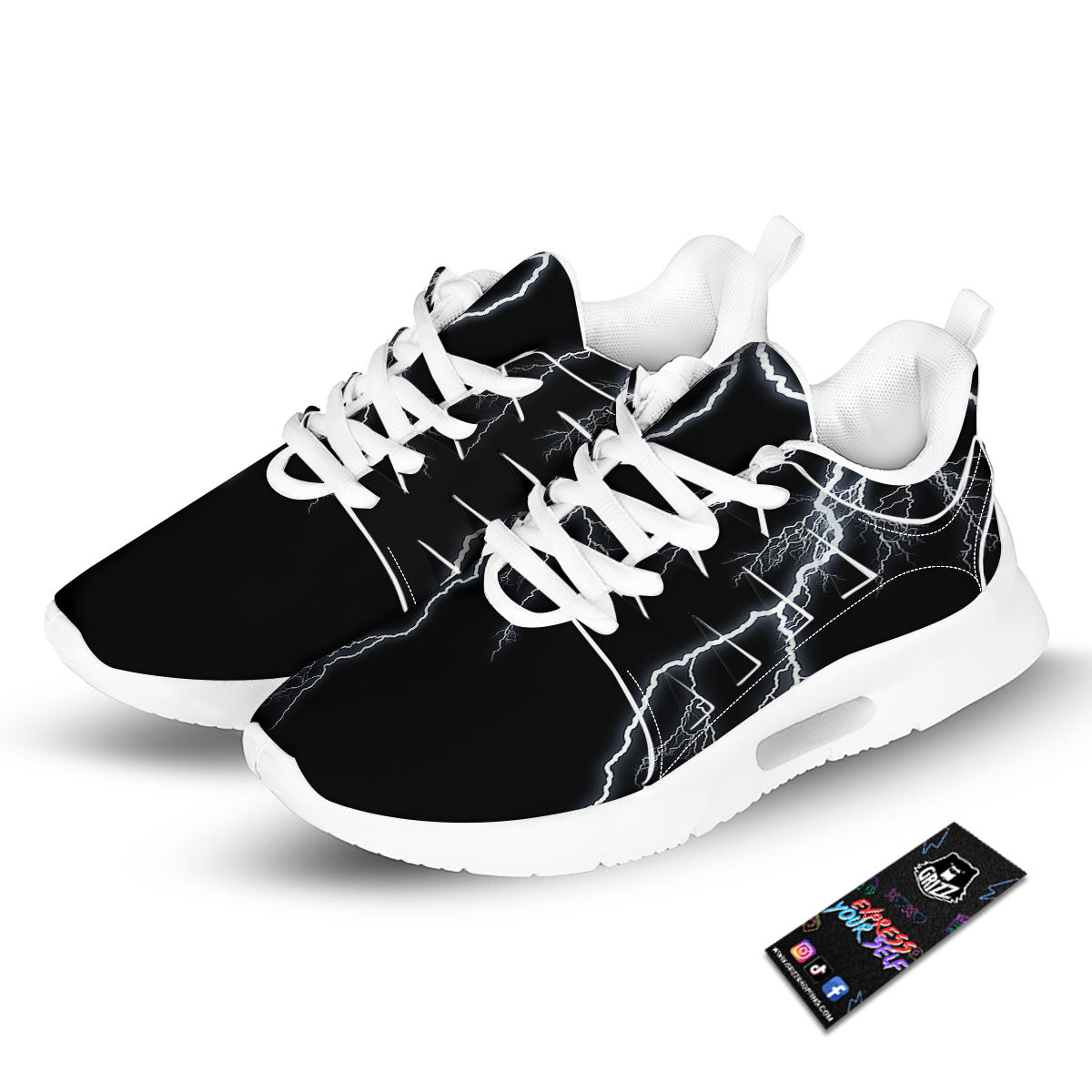 Lightning White Electric Print Tennis Shoes-grizzshop