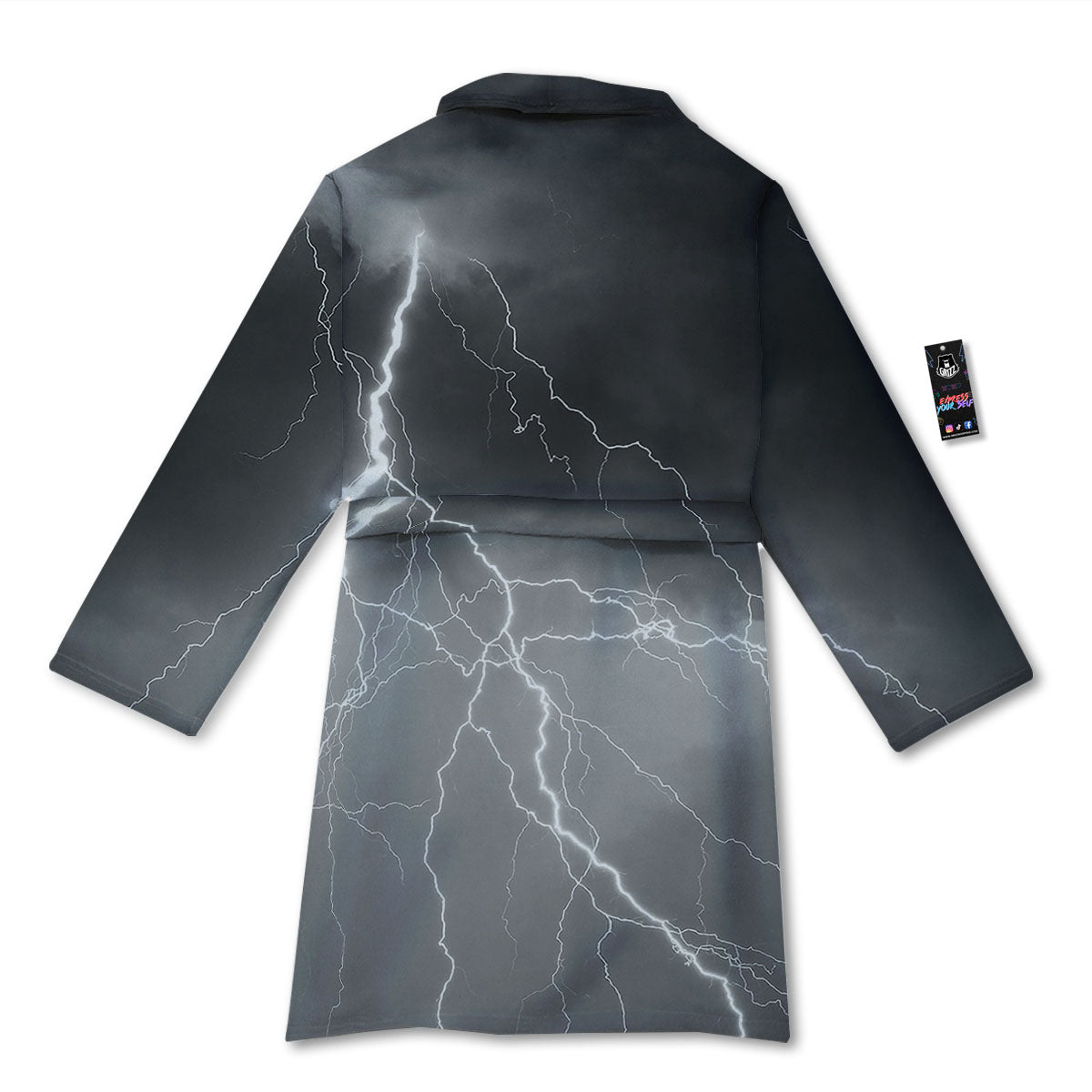 Lightning White Print Bathrobe-grizzshop