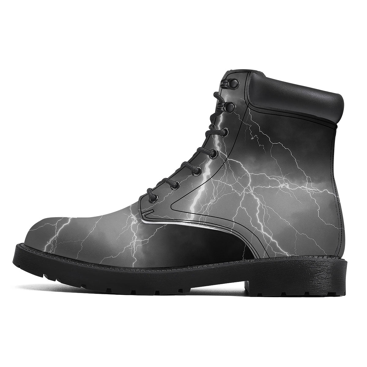 Lightning White Print Boots-grizzshop