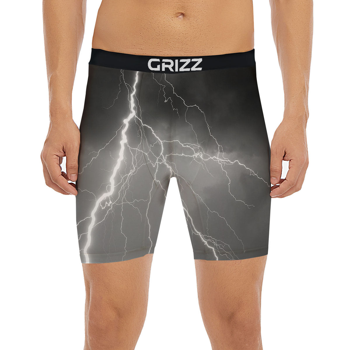 Lightning White Print Boxer Briefs-grizzshop