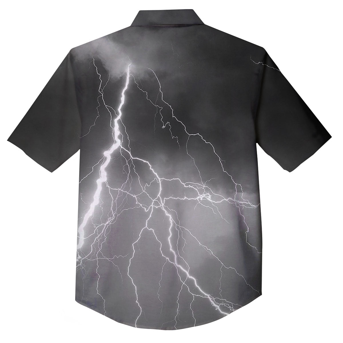 Lightning White Print Button Up Shirt-grizzshop