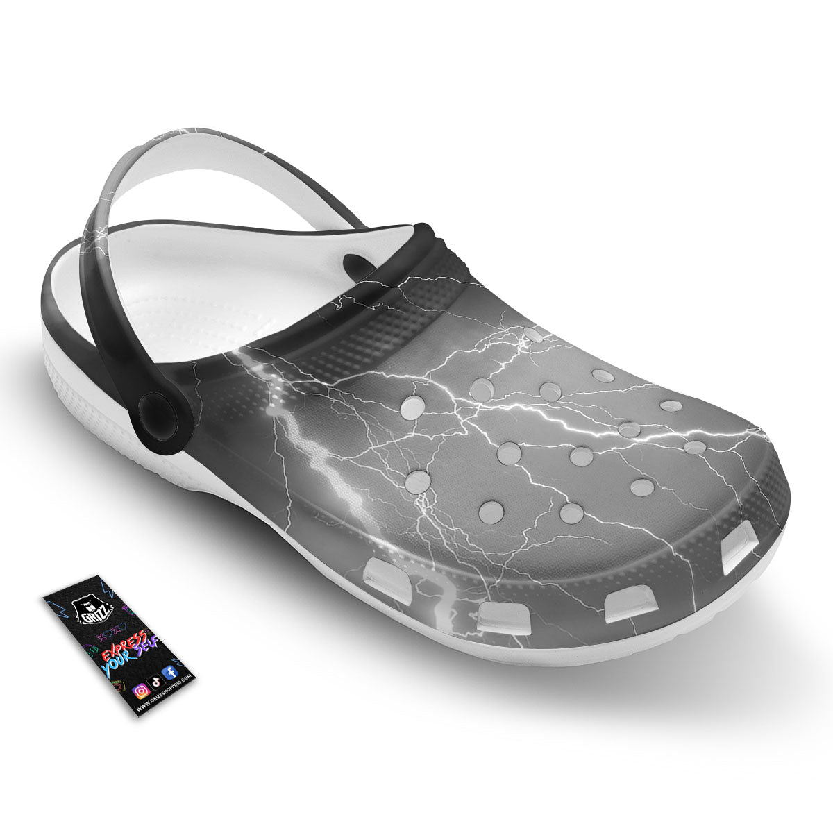 Lightning White Print Clog-grizzshop