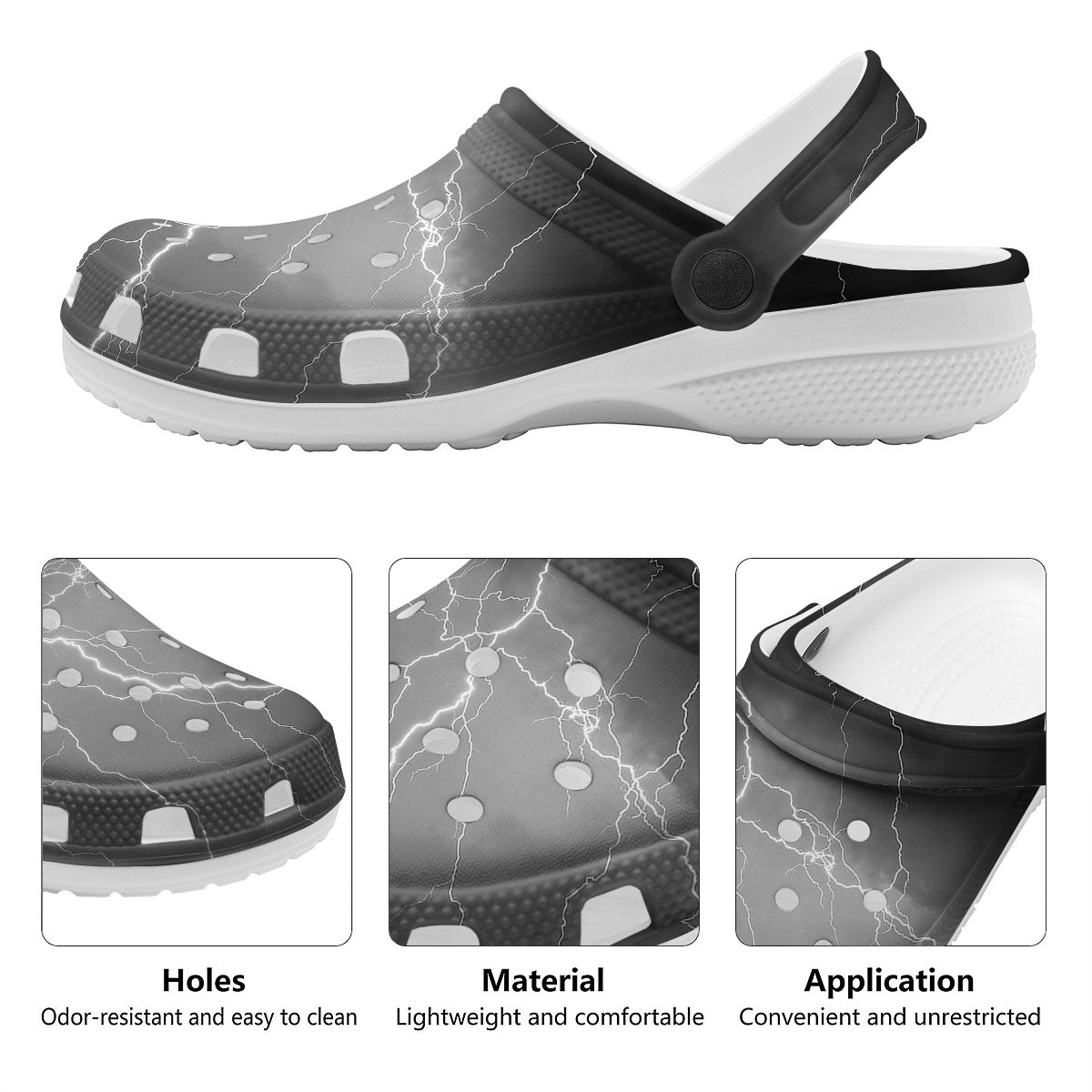 Lightning White Print Clog-grizzshop