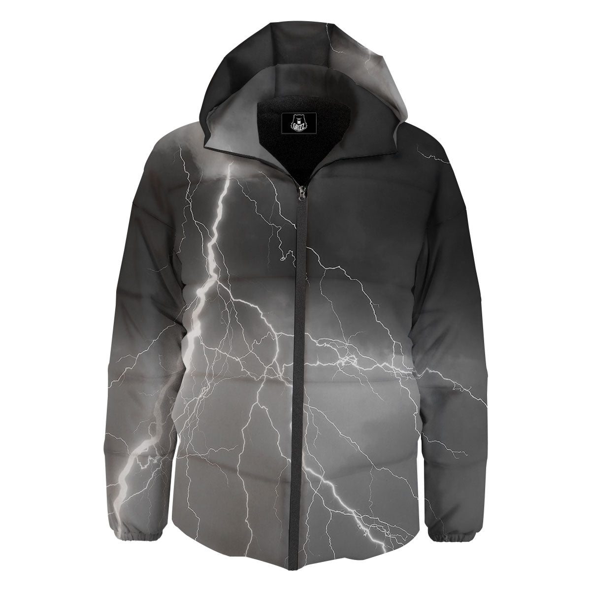 Lightning White Print Down Jacket-grizzshop