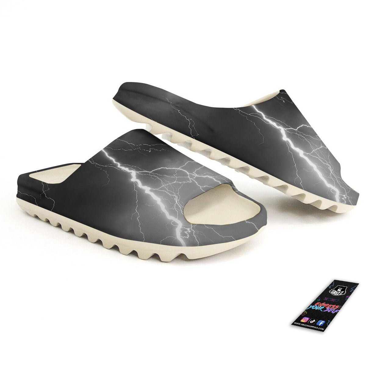 Lightning White Print Sandals-grizzshop