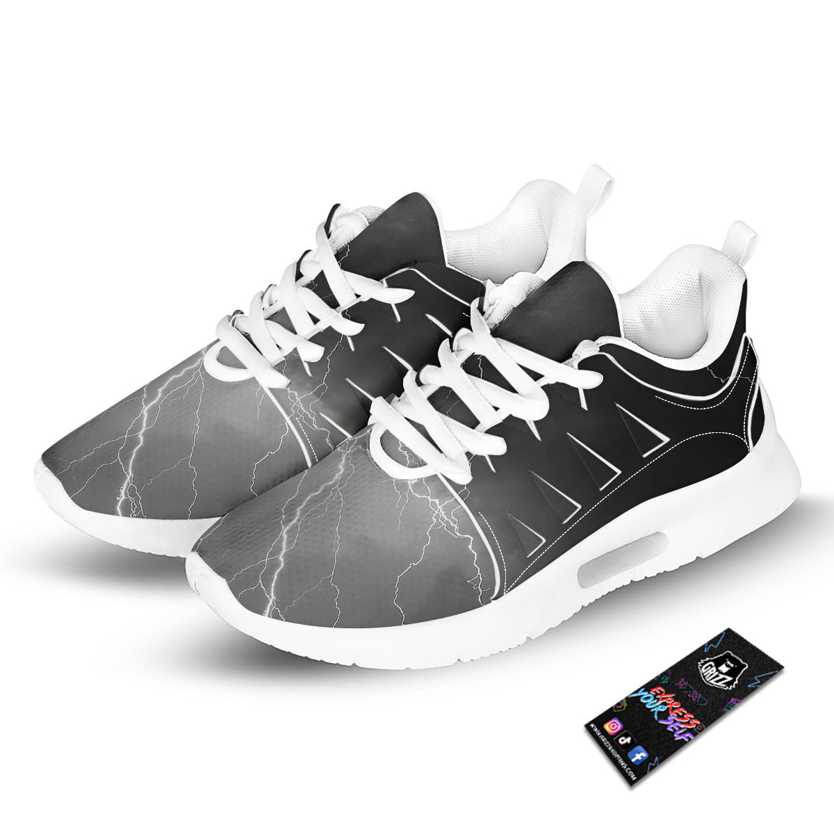 Lightning White Print Tennis Shoes-grizzshop