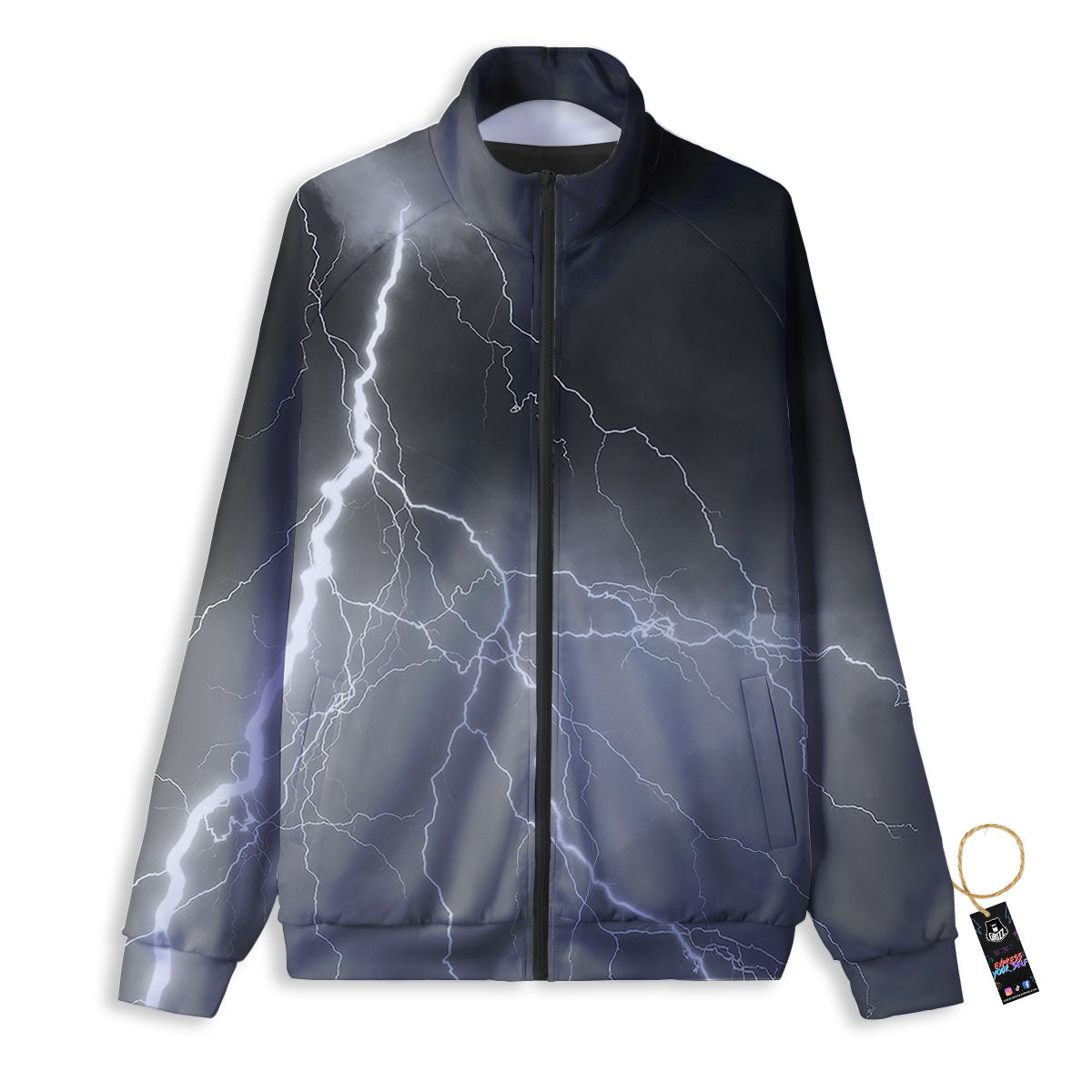Lightning White Print Track Jacket-grizzshop