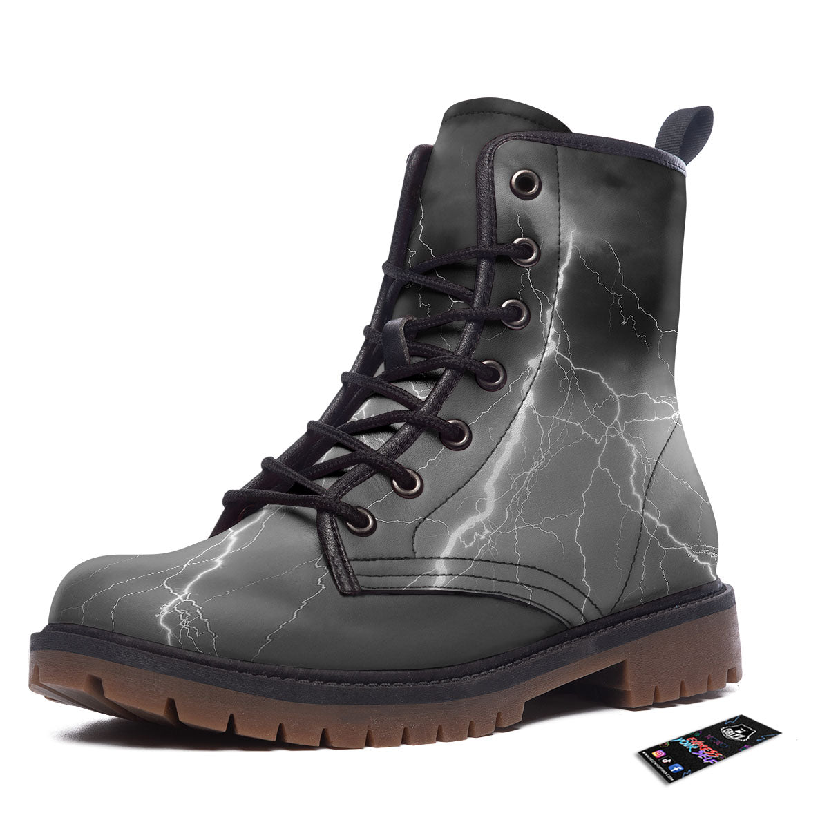 Lightning White Print Work Boots-grizzshop