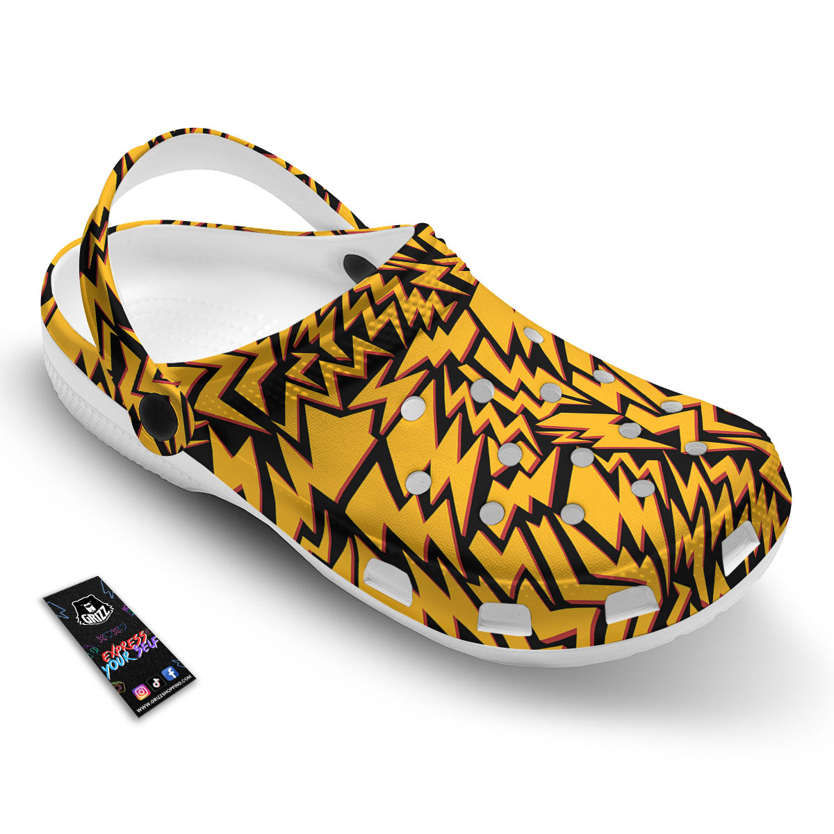 Lightning Yellow And Black Print Pattern Clog-grizzshop