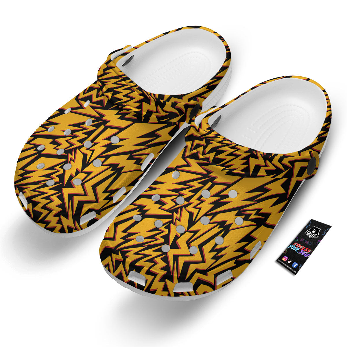 Lightning Yellow And Black Print Pattern Clog-grizzshop