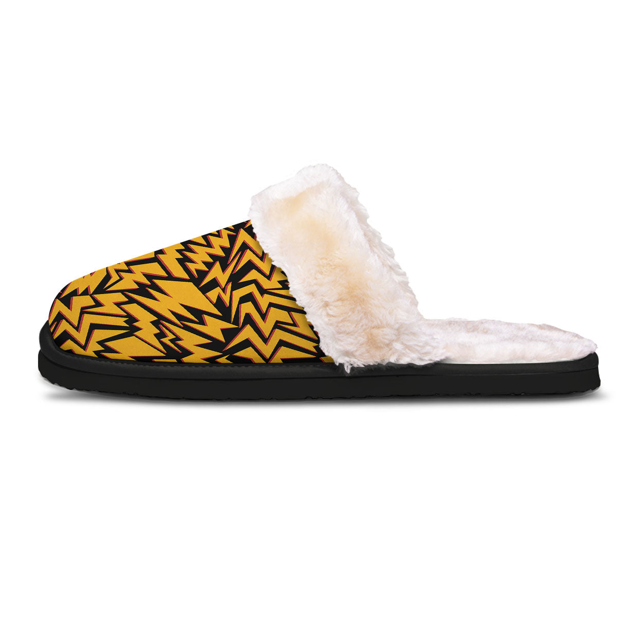 Lightning Yellow And Black Print Pattern Slippers-grizzshop