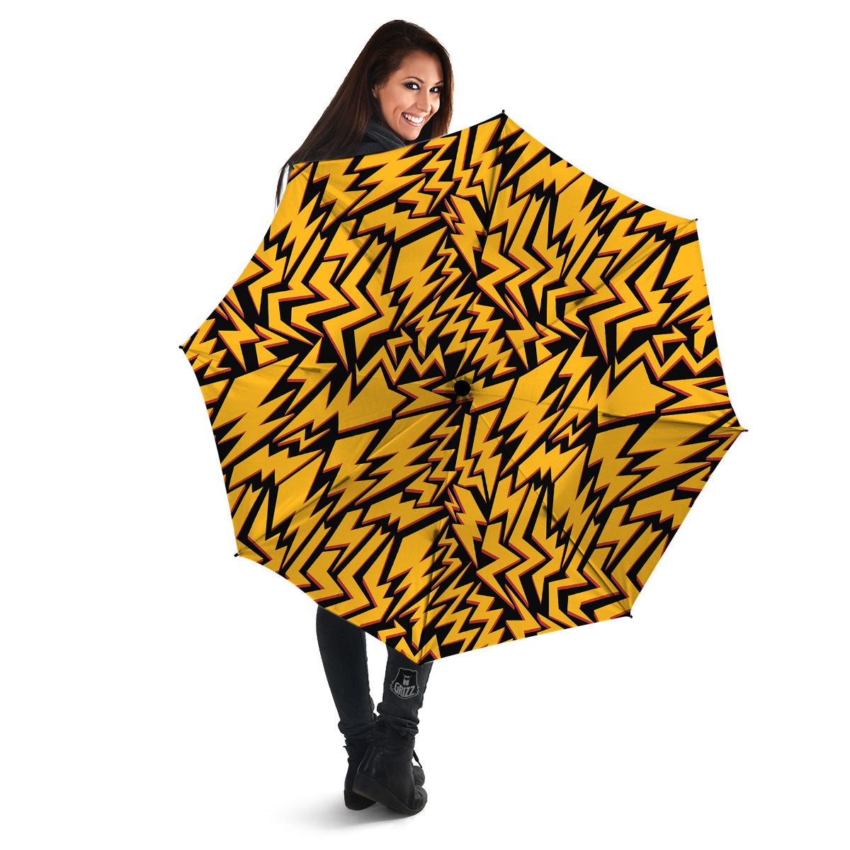 Lightning Yellow And Black Print Pattern Umbrella-grizzshop
