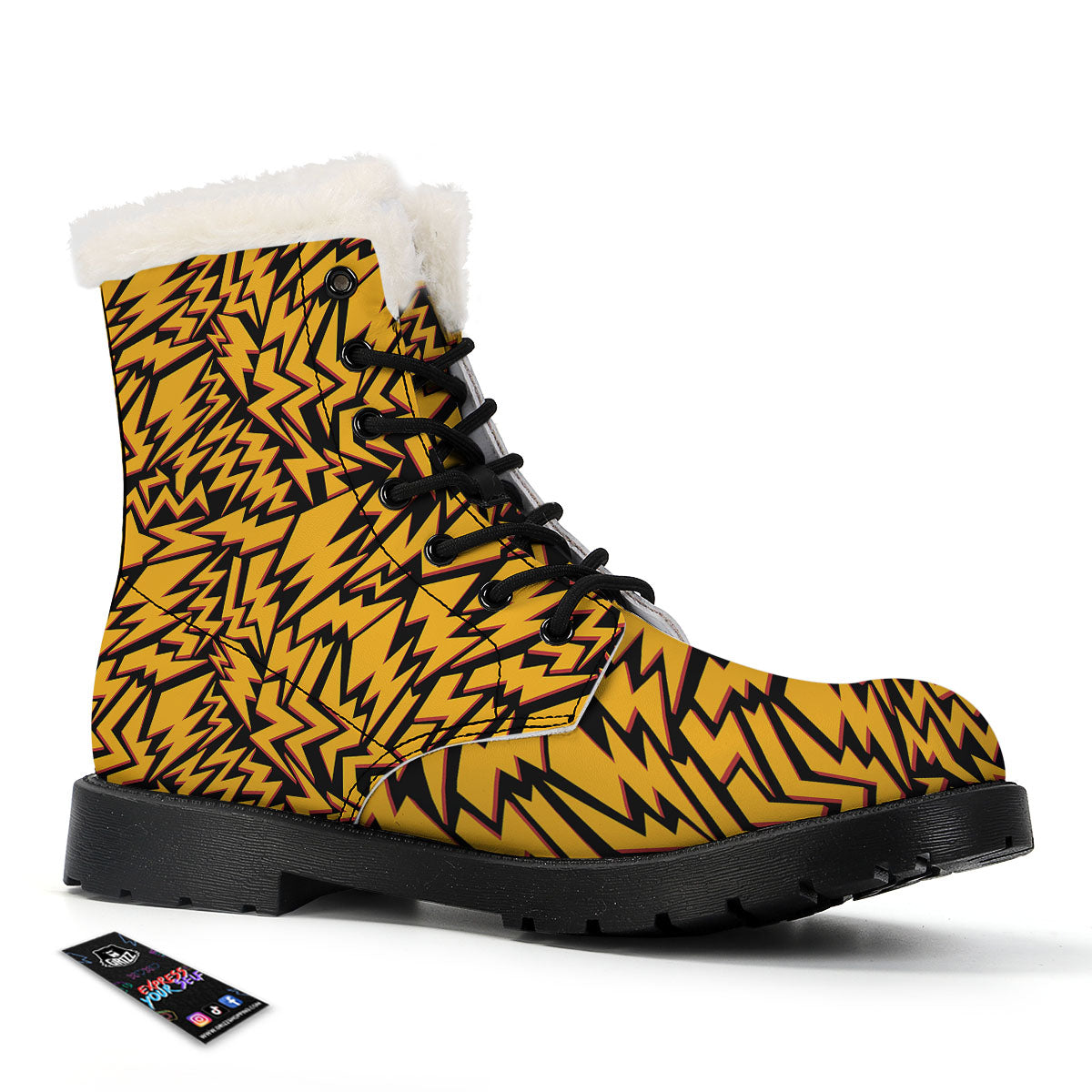 Lightning Yellow And Black Print Pattern Winter Boots-grizzshop