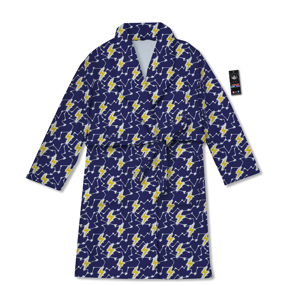 Lightning Yellow And Blue Print Pattern Bathrobe-grizzshop