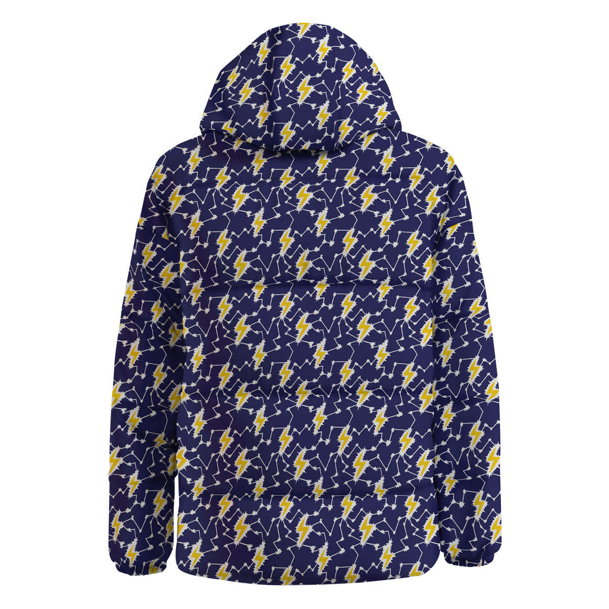Lightning Yellow And Blue Print Pattern Down Jacket-grizzshop