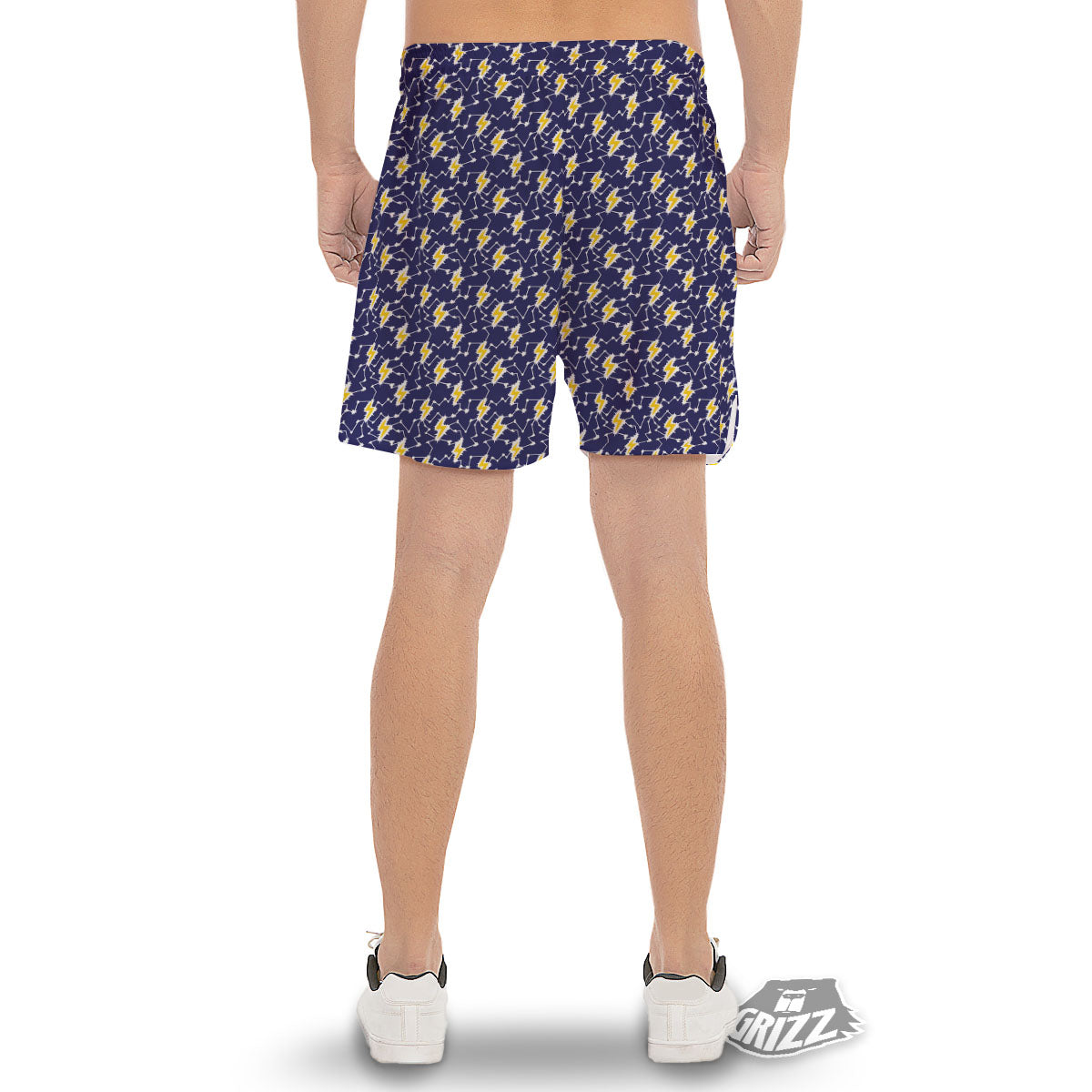 Lightning Yellow And Blue Print Pattern Men's Gym Shorts-grizzshop